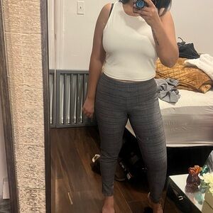 Women's Gray Checkered Skinny Pants